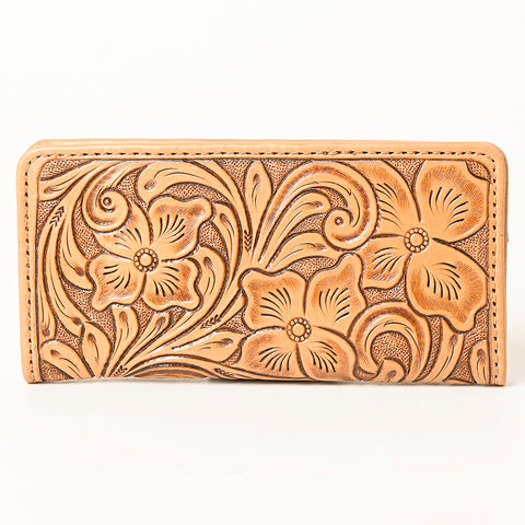 American Darling Hand-Tooled Genuine Leather Western Wallet Handbag - Floral Carved Women Wallet