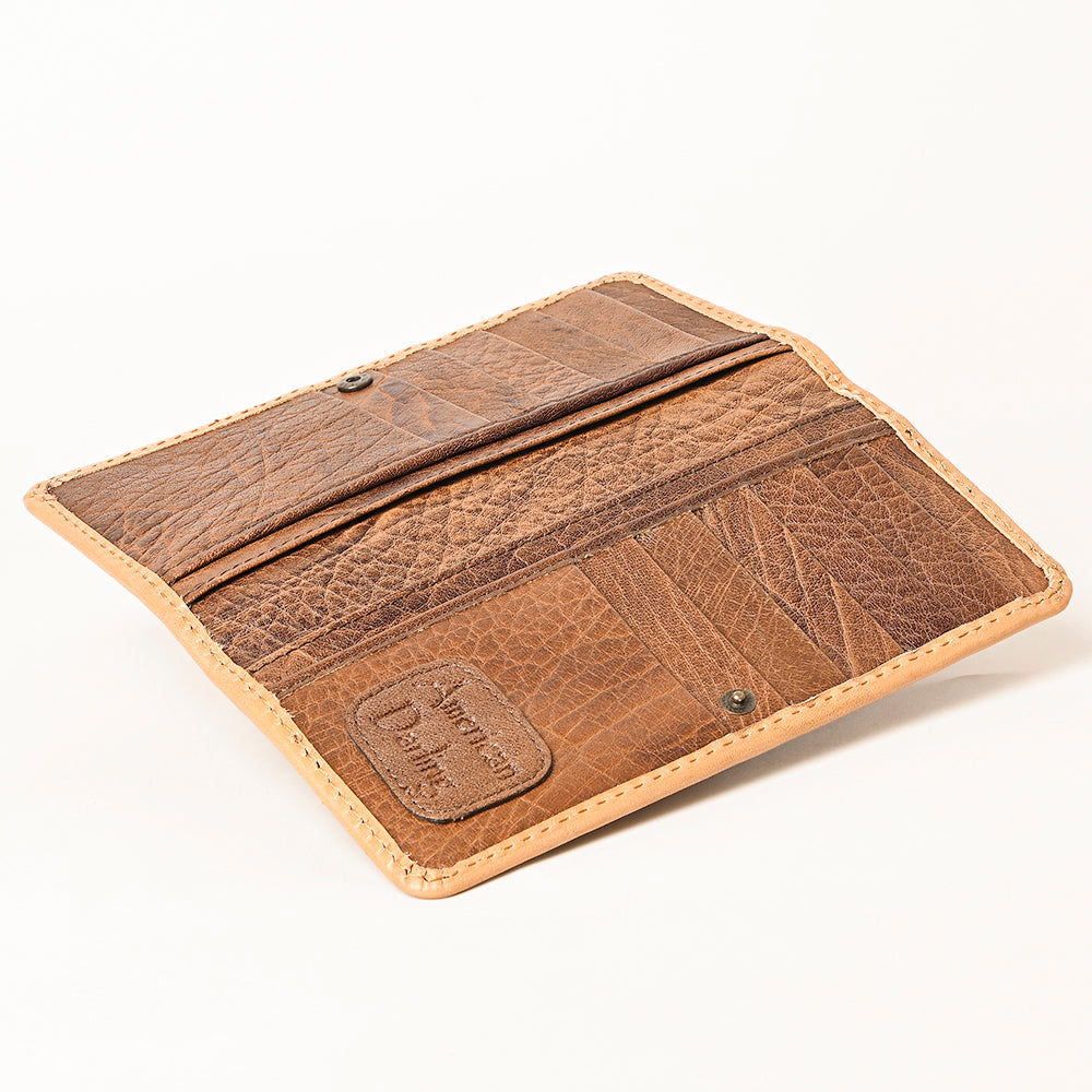 ADBG1269 Hand-Tooled Leather Long Wallet - Western Floral Rodeo Style