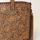 ADBG1276 Briefcase Genuine Western Leather- Floral Hand Tooled Women Bag