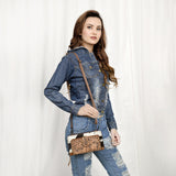 ADBG1288 Hand-Tooled Western Leather Crossbody Wallet - Genuine Cowhide Bag by American Darling