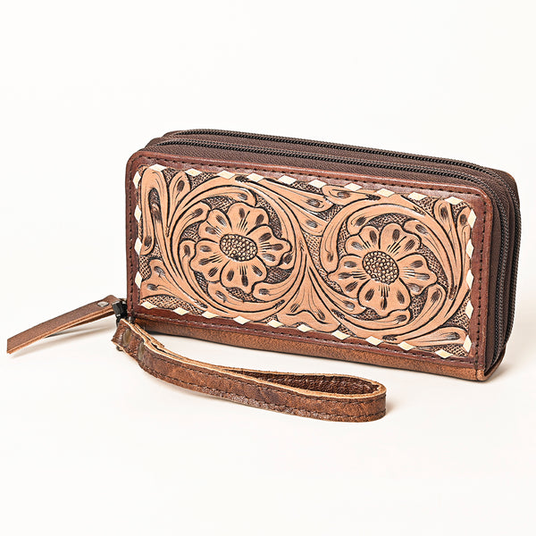 Western Swing Hand-Tooled Wristlet Wallet main image 1