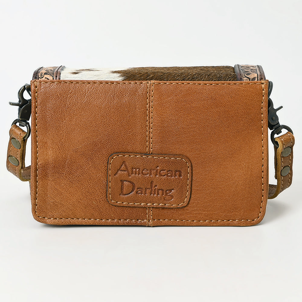 American Darling Handcrafted Western Leather Crossbody Bag with Hair-On Cowhide & Tooled Details