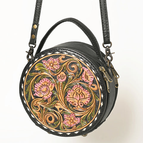 American Darling Western Tooled Leather Canteen Bag Floral Carved Inlay