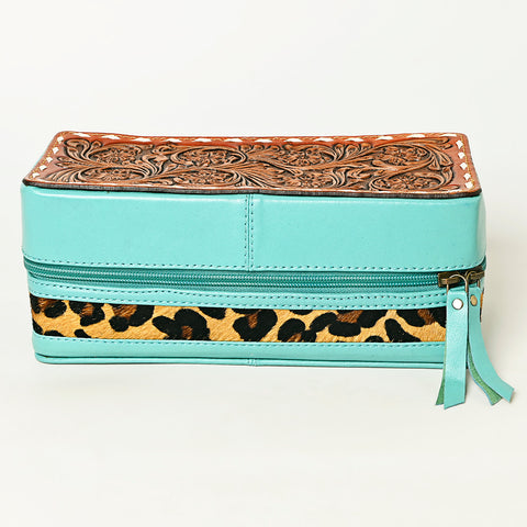 American Darling Floral Tooled Leather Cowhide Jewelry Accessory Case