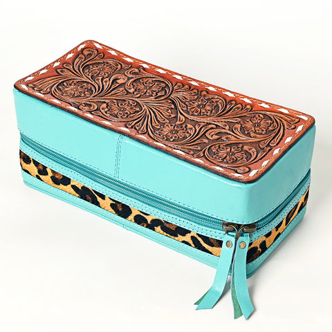 American Darling Floral Tooled Leather Cowhide Jewelry Accessory Case