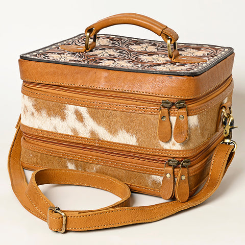 American Darling Hair-On Cowhide Floral Carved Leather Jewelry Case