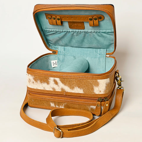 American Darling Hair-On Cowhide Floral Carved Leather Jewelry Case