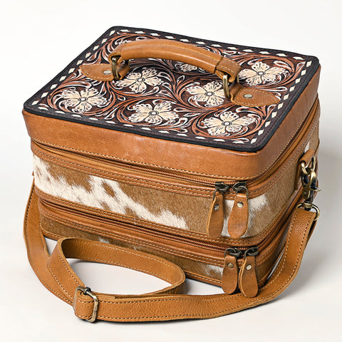 American Darling Hair-On Cowhide Floral Carved Leather Jewelry Case