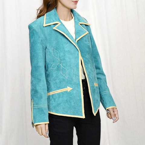 American Darling Premium Leather Western Blazer Tailored Cowgirl Jacket