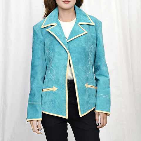 American Darling Premium Leather Western Blazer Tailored Cowgirl Jacket