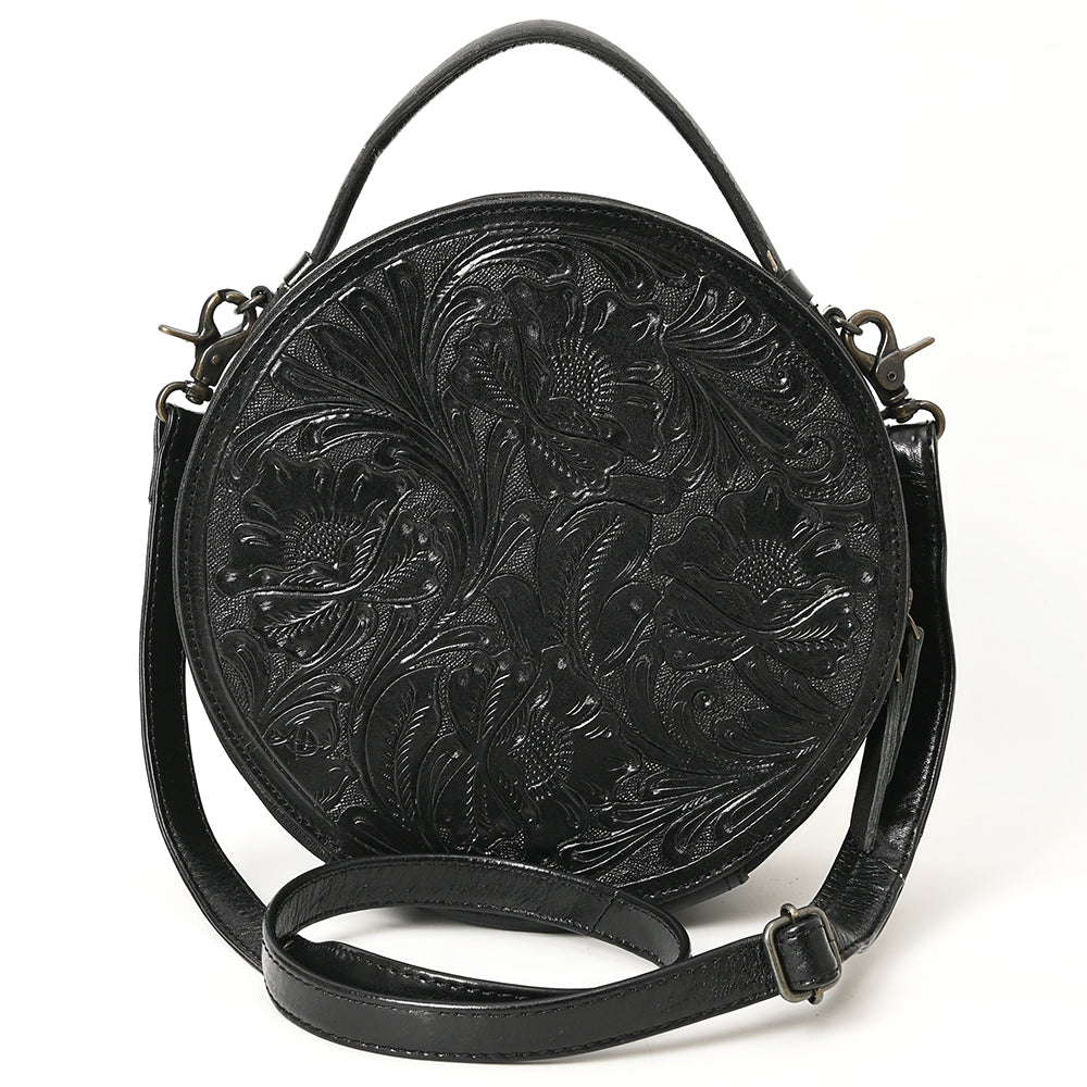 American Darling Western Leather Canteen Bag with Hand-Tooled Floral Detailing