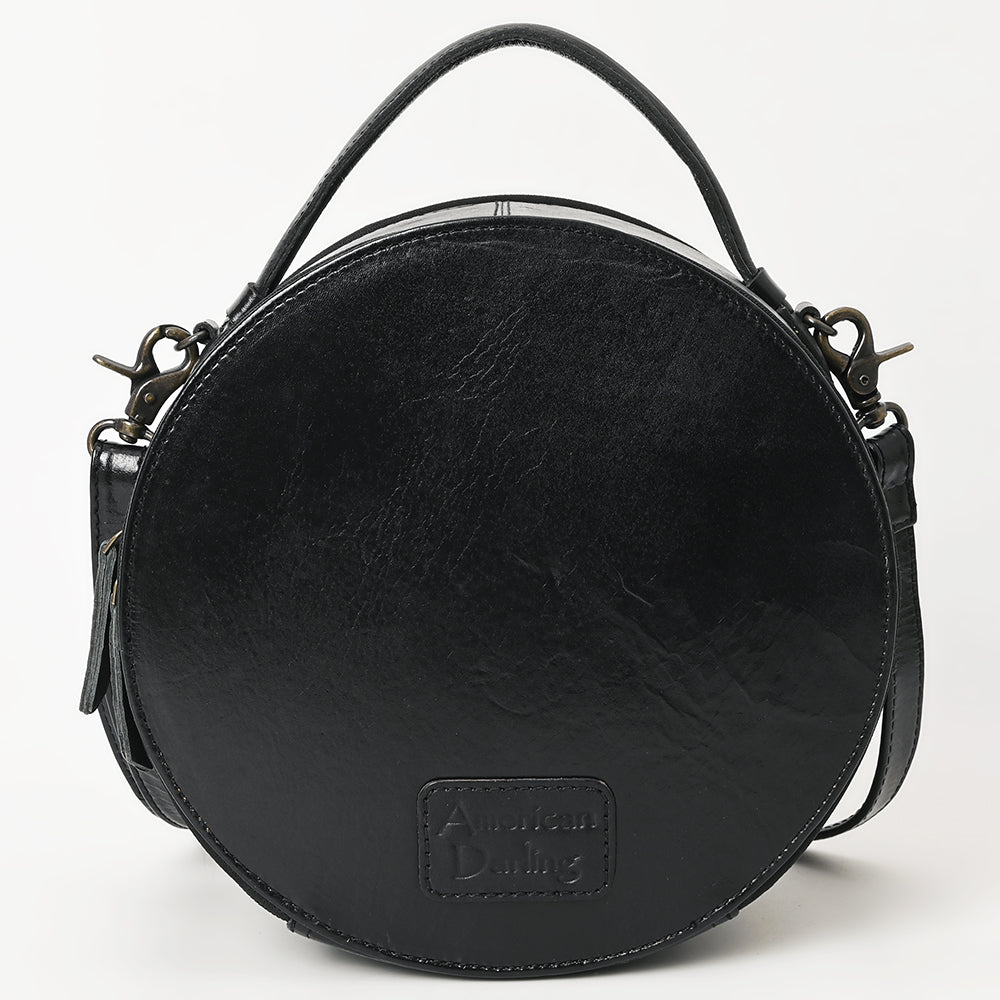American Darling Western Leather Canteen Bag with Hand-Tooled Floral Detailing
