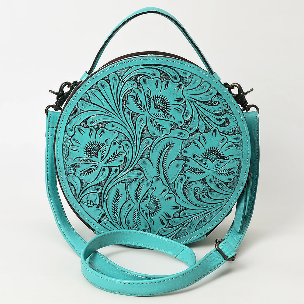 American Darling Western Leather Canteen Bag with Hand-Tooled Floral Detailing