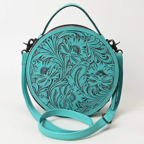 American Darling Western Leather Canteen Bag with Hand-Tooled Floral Detailing