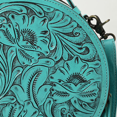 ADBG1300 American Darling Western Leather Canteen Bag with Hand-Tooled Floral Detailing