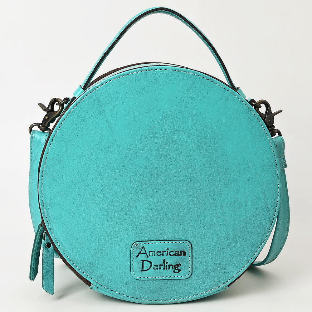 American Darling Western Leather Canteen Bag with Hand-Tooled Floral Detailing