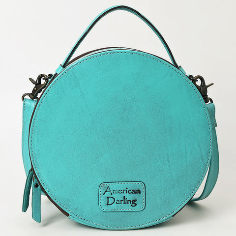 American Darling Western Leather Canteen Bag with Hand-Tooled Floral Detailing