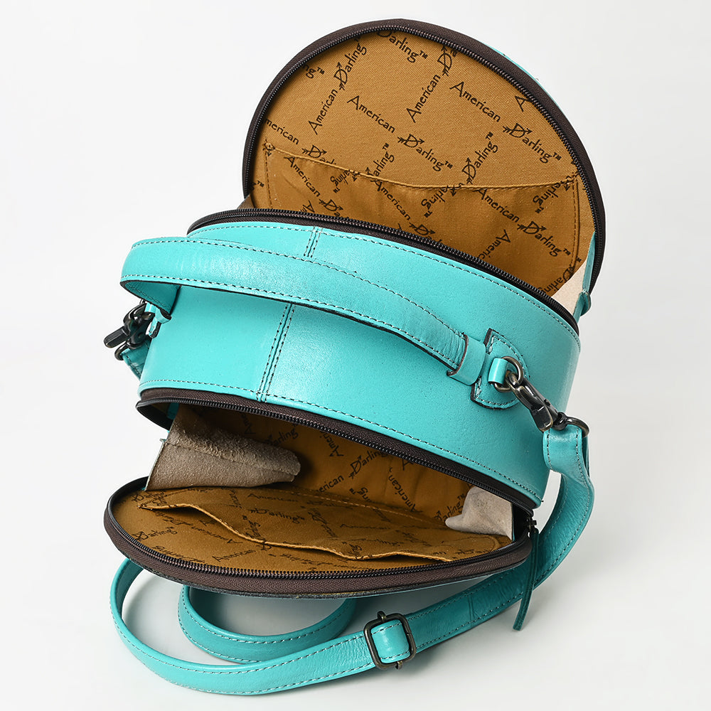 American Darling Western Leather Canteen Bag with Hand-Tooled Floral Detailing