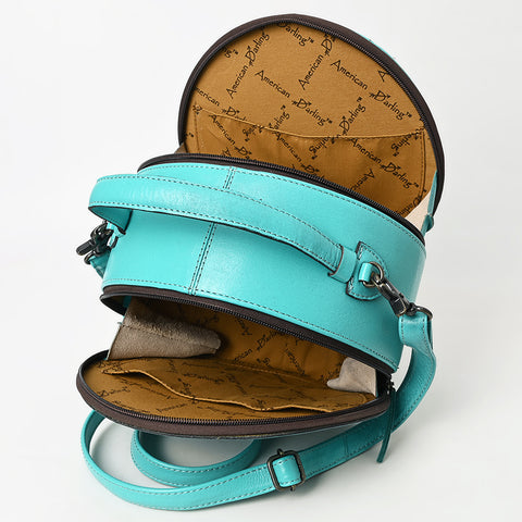 American Darling Western Leather Canteen Bag with Hand-Tooled Floral Detailing