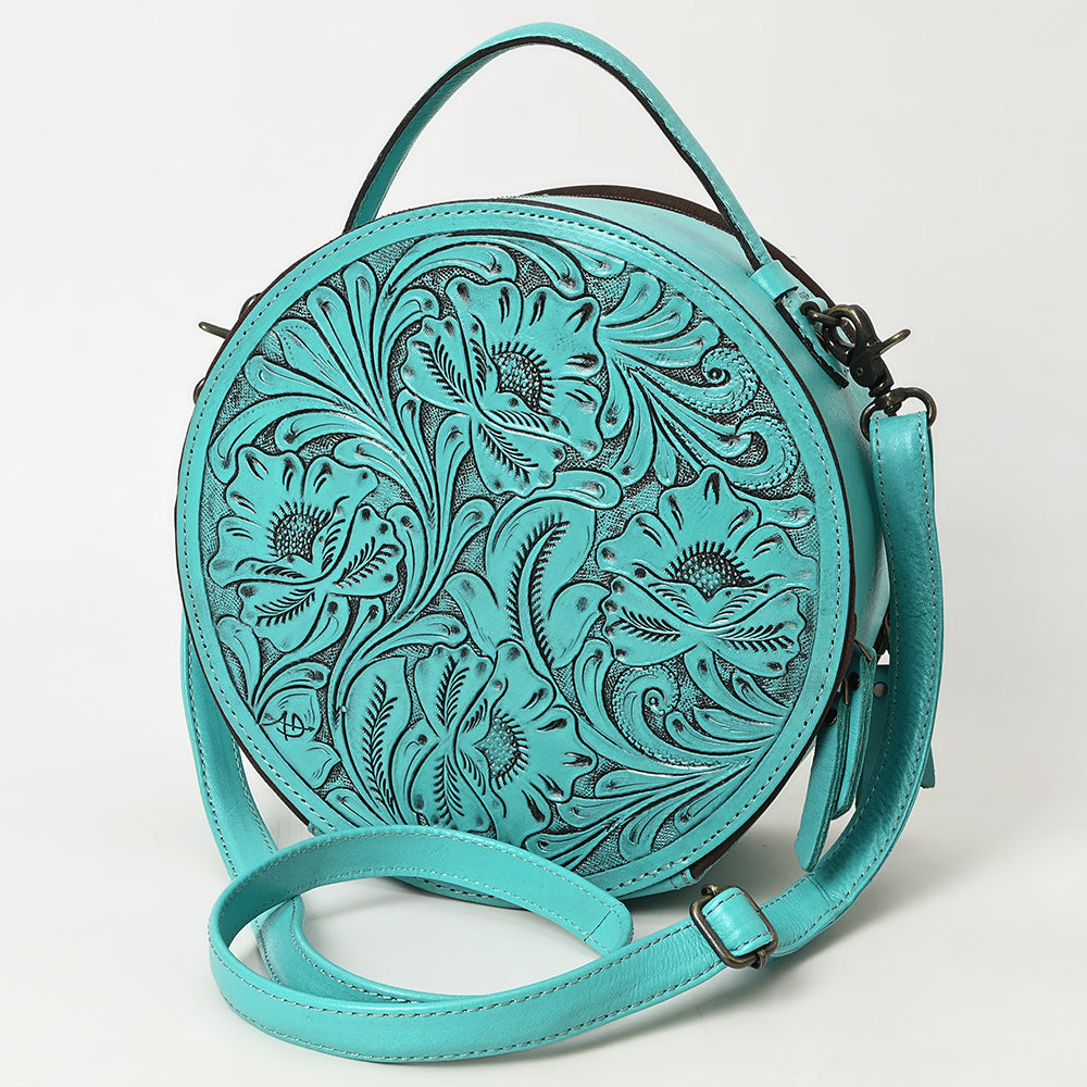 American Darling Western Leather Canteen Bag with Hand-Tooled Floral Detailing