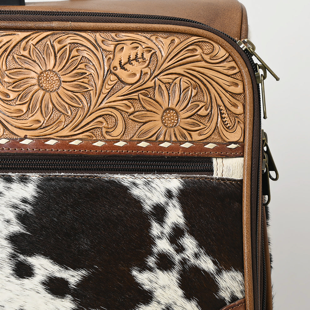 ADBG1296 Western Cowhide Leather Rolling Travel Case - Hand Tooled Luggage by American Darling