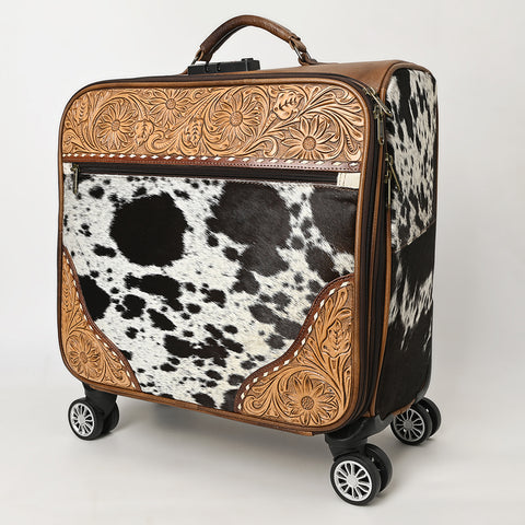 American Darling Hair-On Cowhide Western Trolley Bag - Genuine Leather Hand-Tooled Luggage