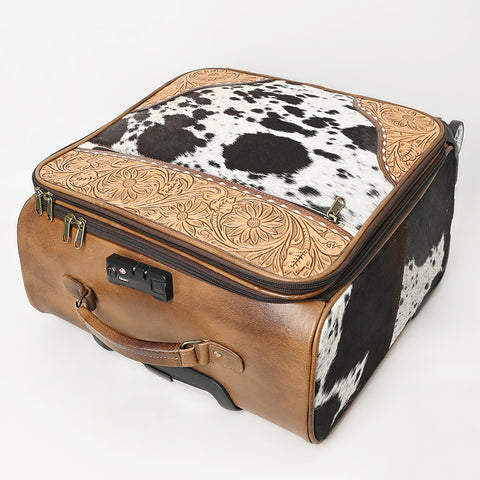 ADBG1296 American Darling Hair-On Cowhide Western Trolley Bag - Genuine Leather Hand-Tooled Luggage