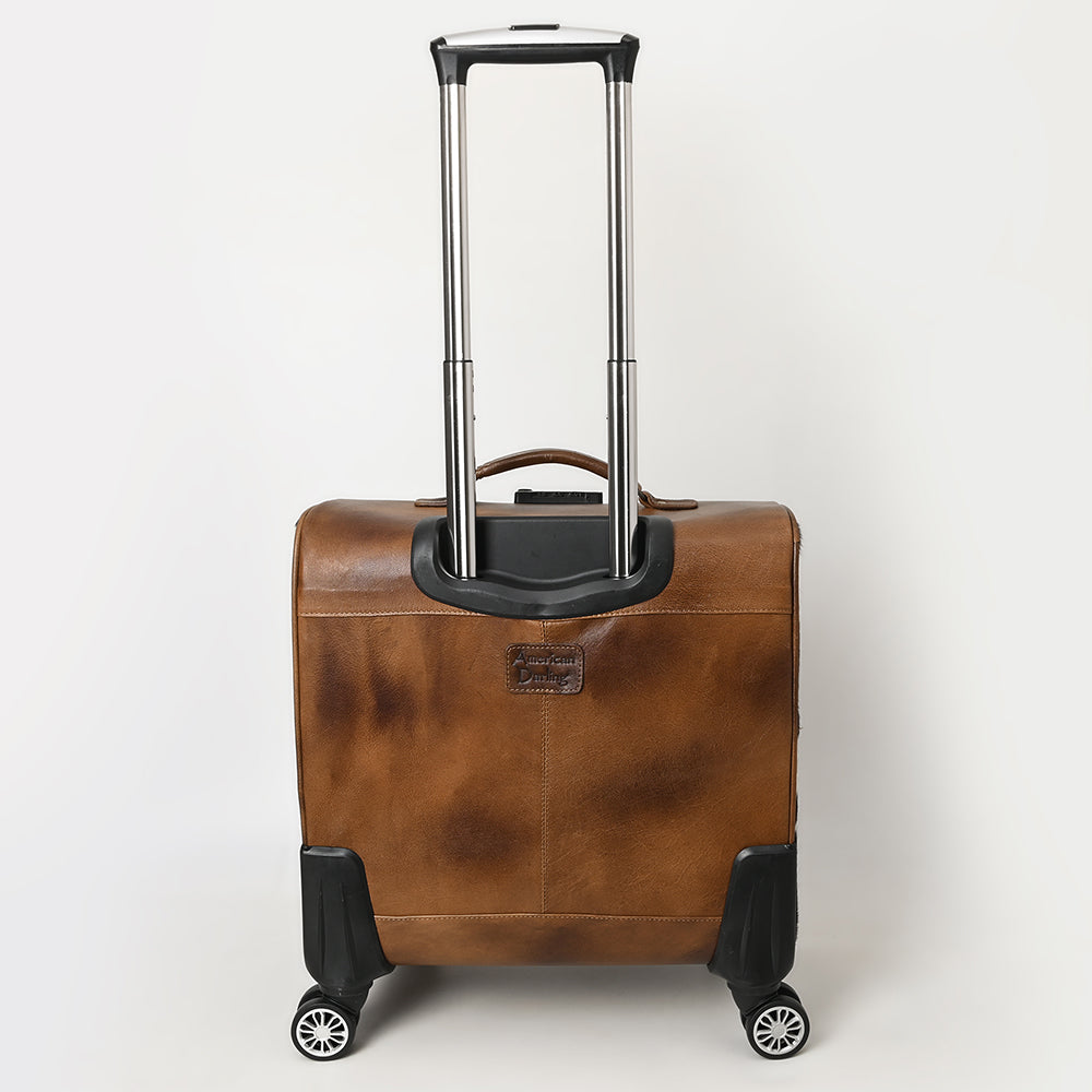 ADBG1296 Western Cowhide Leather Rolling Travel Case - Hand Tooled Luggage by American Darling