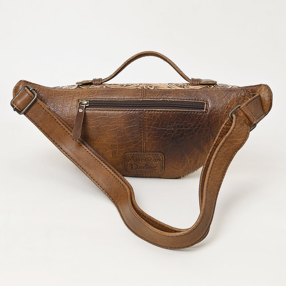 American Darling Hair On Cowhide Fanny Bag | Hand-Tooled Leather Belt Bag