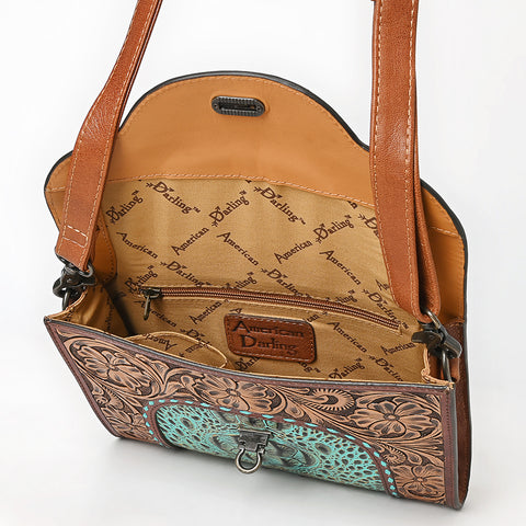 American Darling Crocodile Hand Tooled Leather Crossbody Clutch