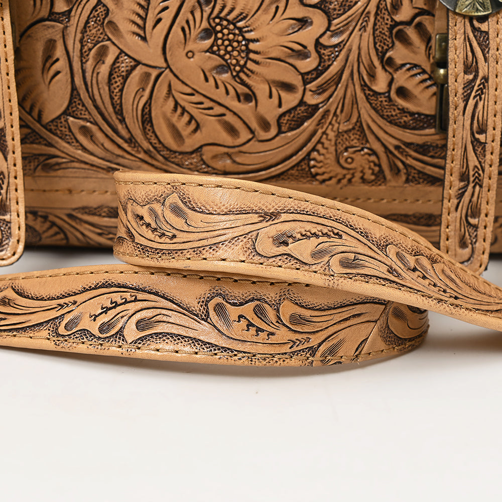 ADBG1307 Hand-Tooled Leather Briefcase - Western Floral Business Bag by American Darling