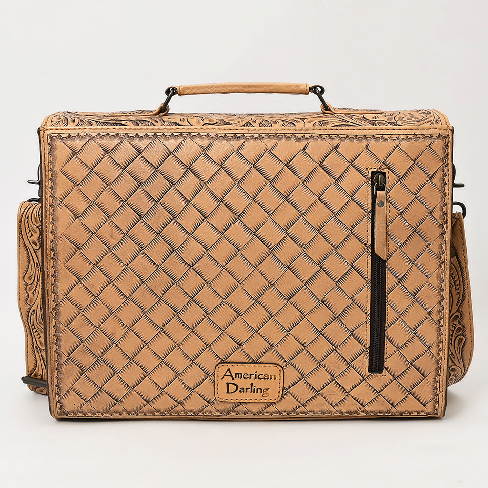 ADBG1307 Hand-Tooled Leather Briefcase - Western Floral Business Bag by American Darling