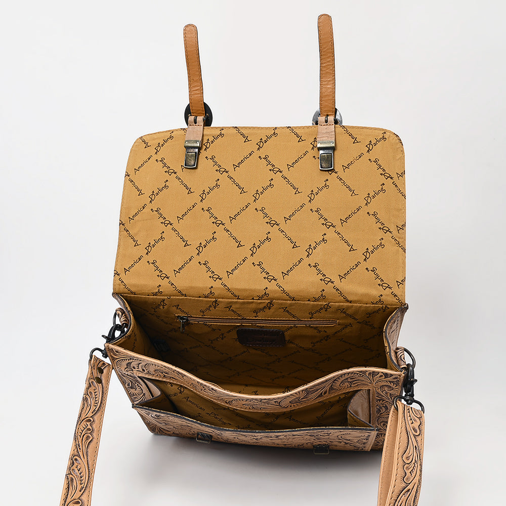ADBG1307 Hand-Tooled Leather Briefcase - Western Floral Business Bag by American Darling