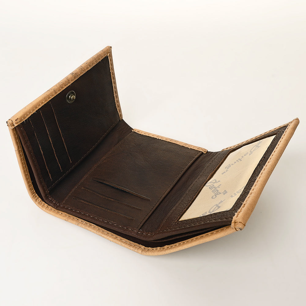 American Darling Hand Tooled Leather Trifold Wallet | Floral Carved Purse