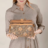 ADBG1312  Hand Tooled Jewelry Case Genuine Western Floral Leather Women Bag