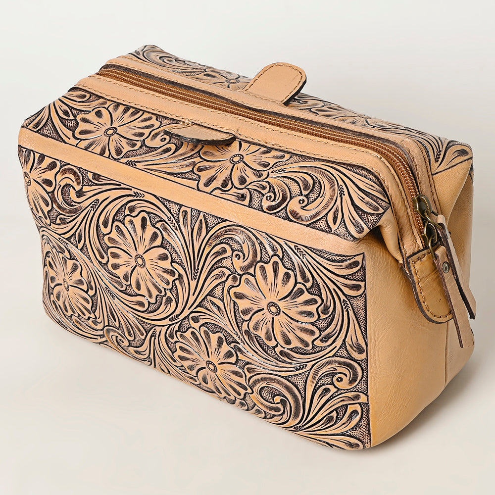 ADBG1312  Hand Tooled Jewelry Case Genuine Western Floral Leather Women Bag