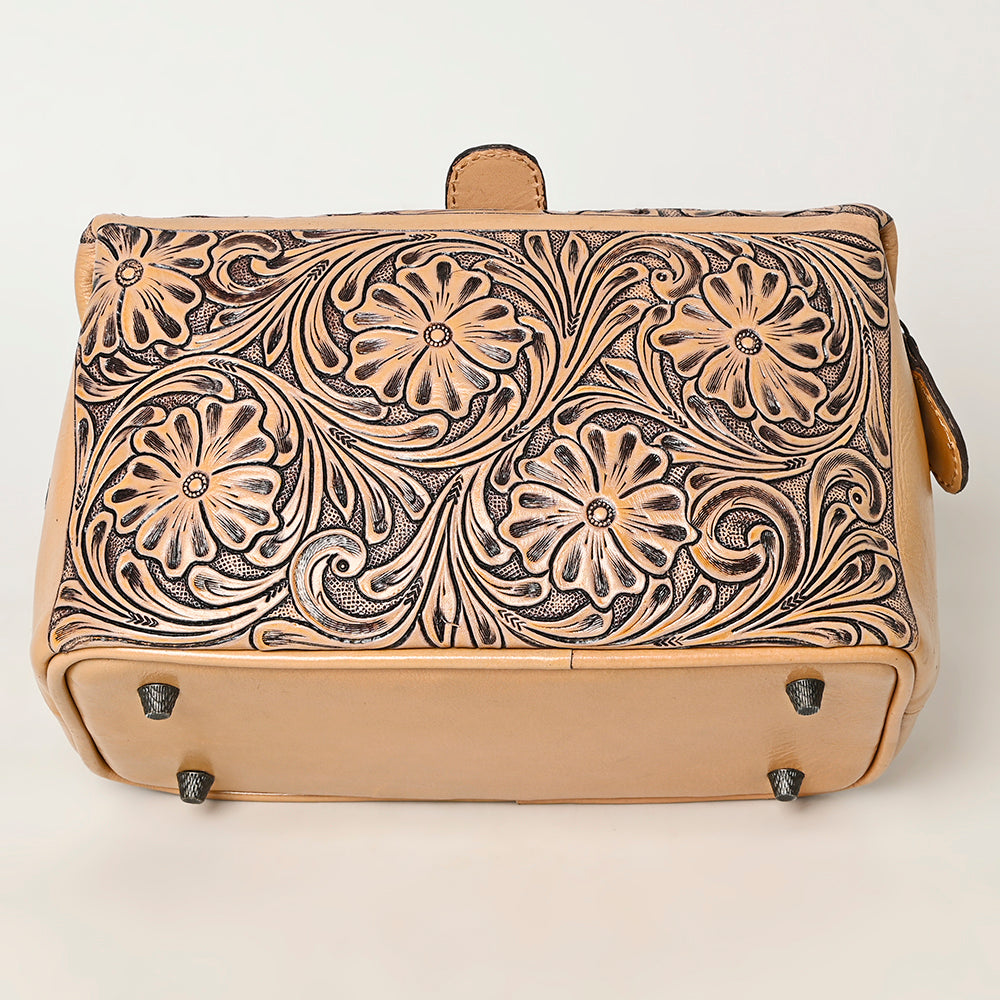 ADBG1312  Hand Tooled Jewelry Case Genuine Western Floral Leather Women Bag