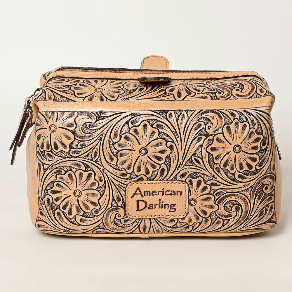 ADBG1312  Hand Tooled Jewelry Case Genuine Western Floral Leather Women Bag