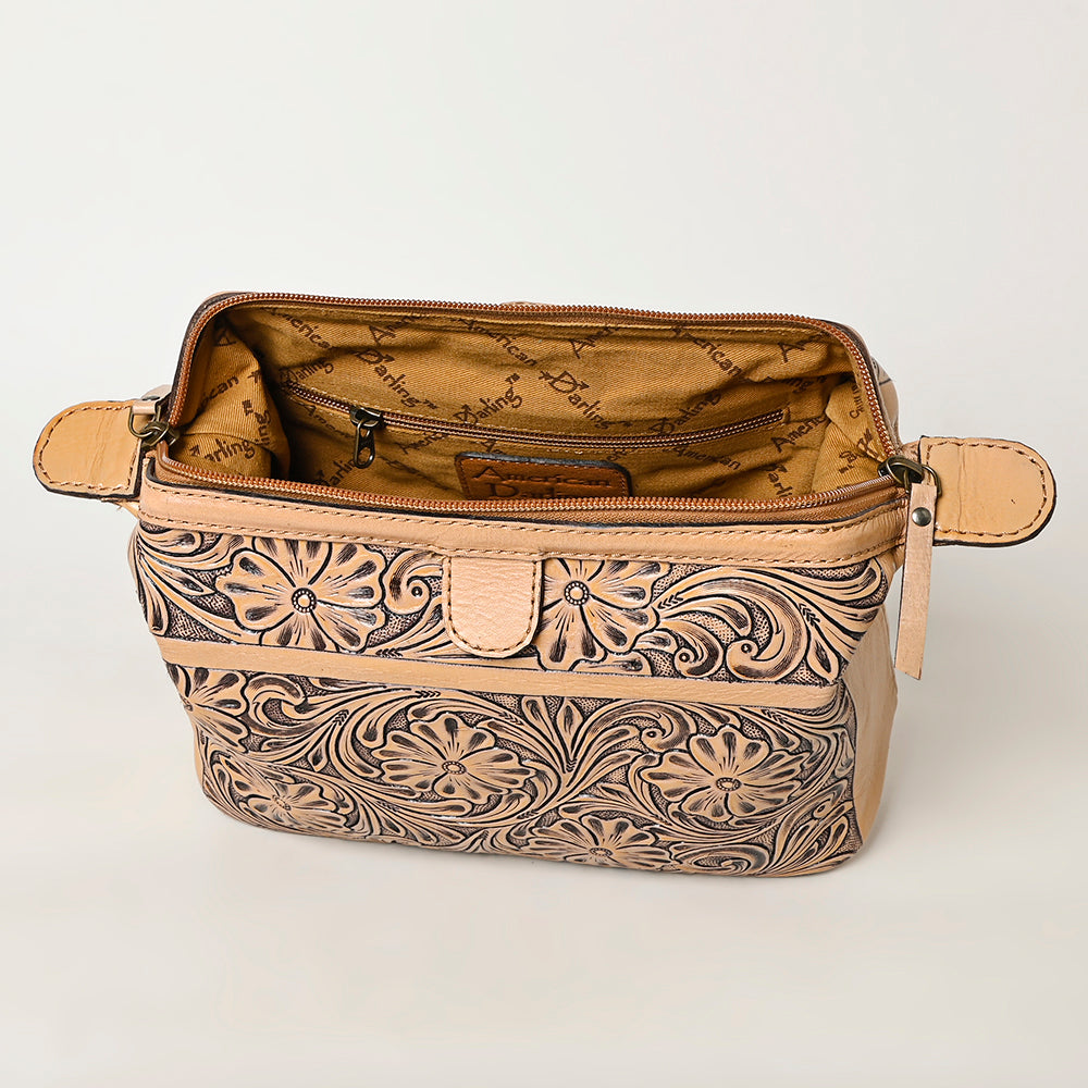 ADBG1312  Hand Tooled Jewelry Case Genuine Western Floral Leather Women Bag