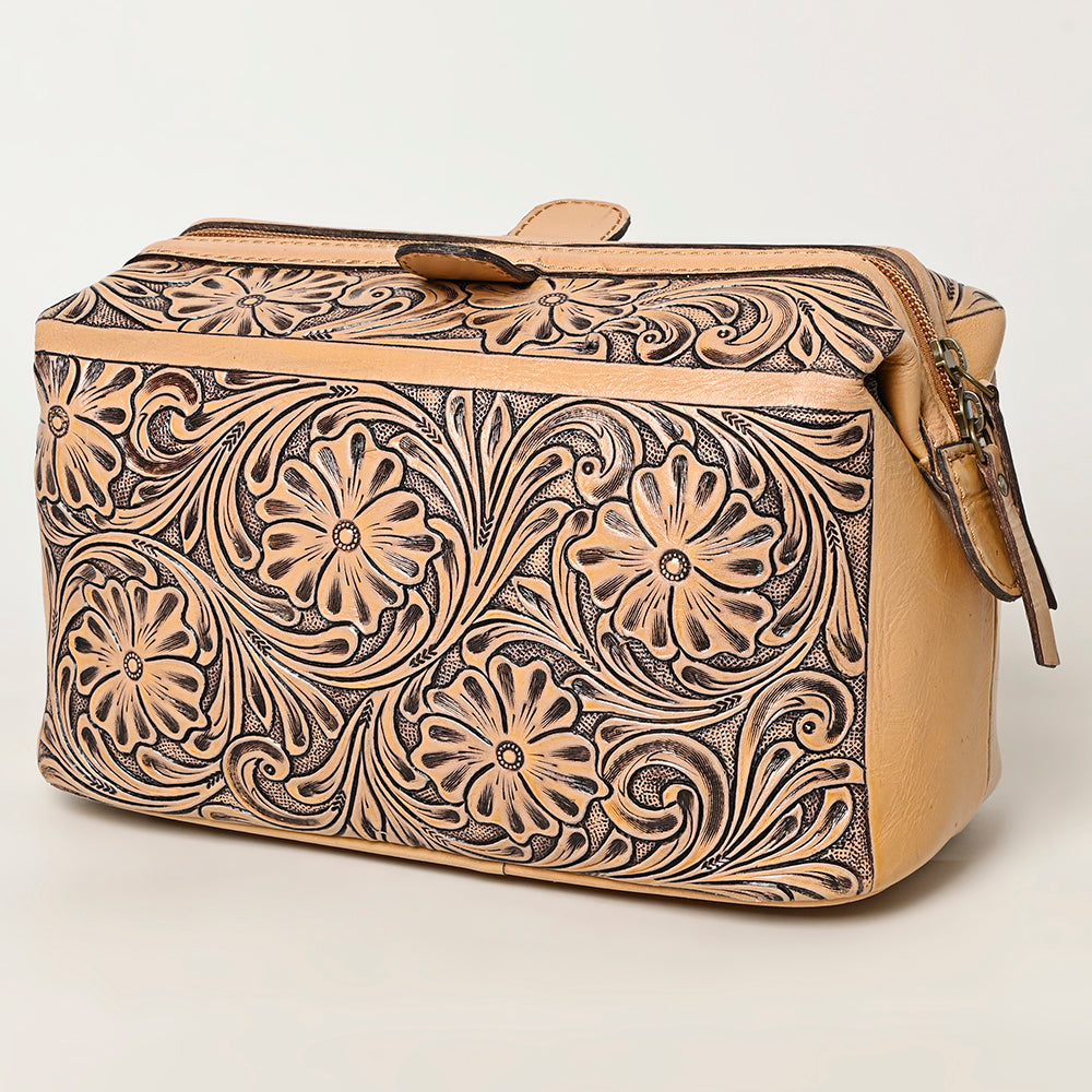 ADBG1312  Hand Tooled Jewelry Case Genuine Western Floral Leather Women Bag