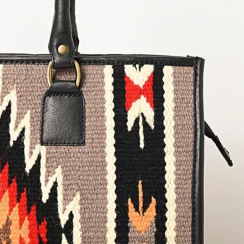 American Darling Hand Woven Saddle Blanket & Leather Western Tote Bag