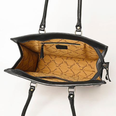 American Darling Hand Woven Saddle Blanket & Leather Western Tote Bag