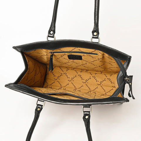 American Darling Hand Woven Saddle Blanket & Leather Western Tote Bag
