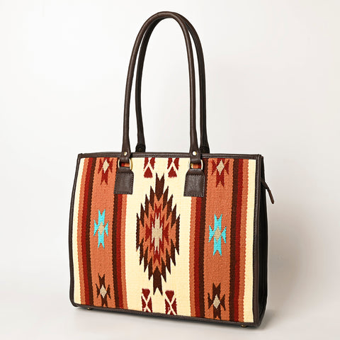 American Darling Hand Woven Saddle Blanket & Leather Western Tote Bag