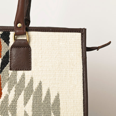 American Darling Hand Woven Saddle Blanket & Leather Western Tote Bag