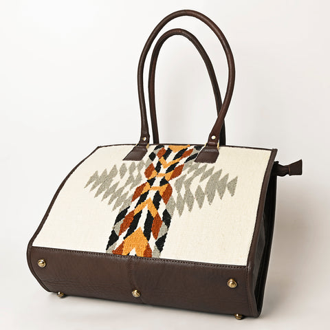American Darling Hand Woven Saddle Blanket & Leather Western Tote Bag