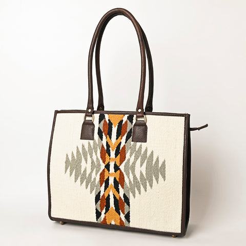 American Darling Hand Woven Saddle Blanket & Leather Western Tote Bag