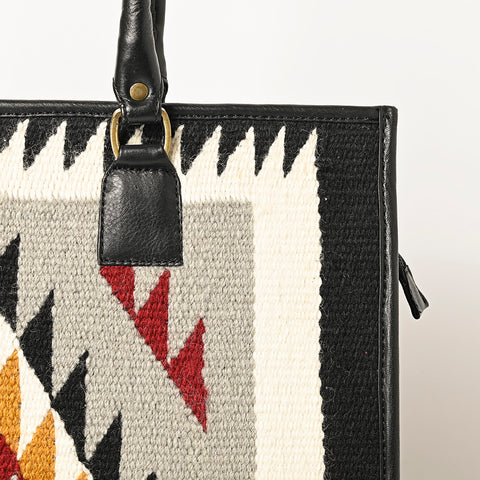 American Darling Hand Woven Saddle Blanket & Leather Western Tote Bag
