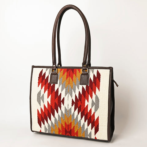 American Darling Hand Woven Saddle Blanket & Leather Western Tote Bag