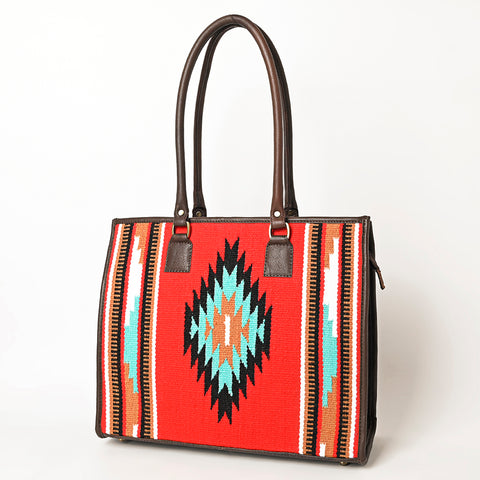 American Darling Hand Woven Saddle Blanket & Leather Western Tote Bag